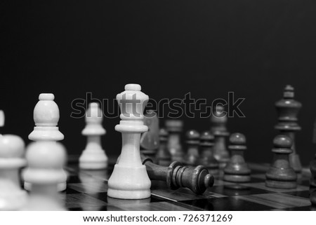 Chess photographed on a chess board