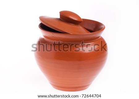 Kitchen ceramic pot isolated over white