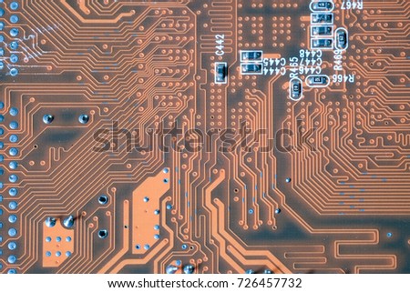 Electronic computer hardware technology. Motherboard digital chip Tech science background. Integrated communication processor. Information engineering component. On mainboard not brand name or logo