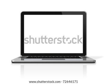 3D blank laptop computer isolated on white