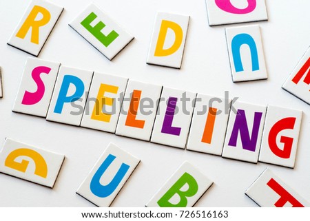 word spelling  made of colorful letters on white background Royalty-Free Stock Photo #726516163