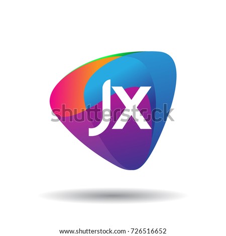 Letter JX logo with colorful splash background, letter combination logo design for creative industry, web, business and company.
