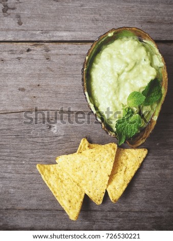 Avocado sauce with nachos Mexican food