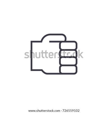 holding hand vector line icon, sign, illustration on background, editable strokes