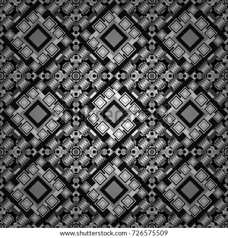 Vector tiled background. Abstract holiday wrapping paper in white, gray and black. Traditional design of 50s. Pin up style. Seamless rhombus pattern. Fabric spring ornament with tiles.