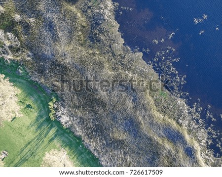 A aerial drone image of a lake