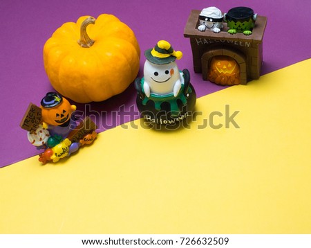 halloween concept cute object  concept with color background.topview flat lay style.