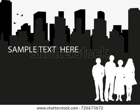 silhouette of people on city background