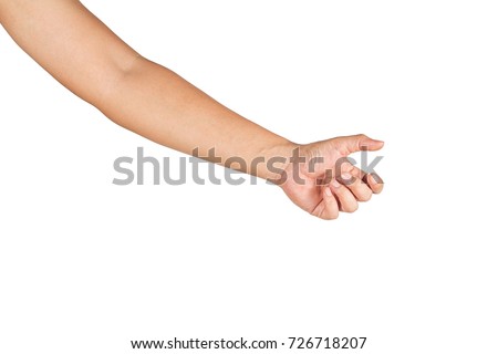 Gesture of reaching to grasp objects.Clipping path inside. Royalty-Free Stock Photo #726718207
