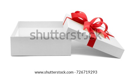 Christmas and New Year's Day , Open red gift box white background with clipping path Royalty-Free Stock Photo #726719293