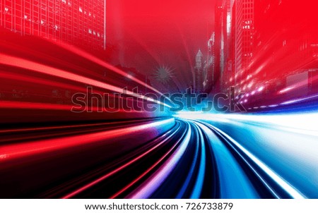 Motion speed visual effect with city background