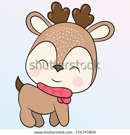 Merry Christmas and Happy New Year. Children's illustration with deer. Best Choice for cards, invitations, printing, party packs, paper craft, party invitations, digital scrapbooking.