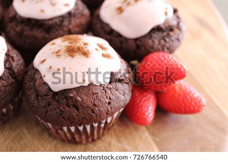 Chocolate Muffin with Strawberries