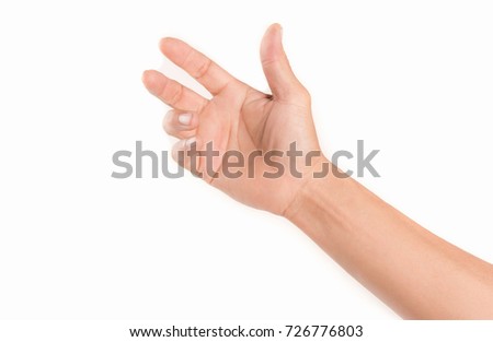 Hand man  isolated on white background.