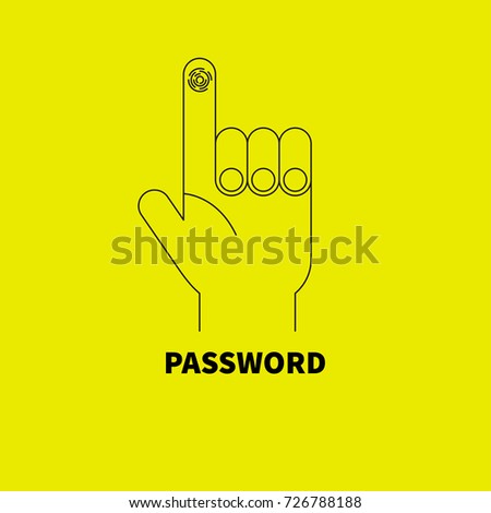 Fingerprint as password. Data protection. Identification of person. Vector illustration