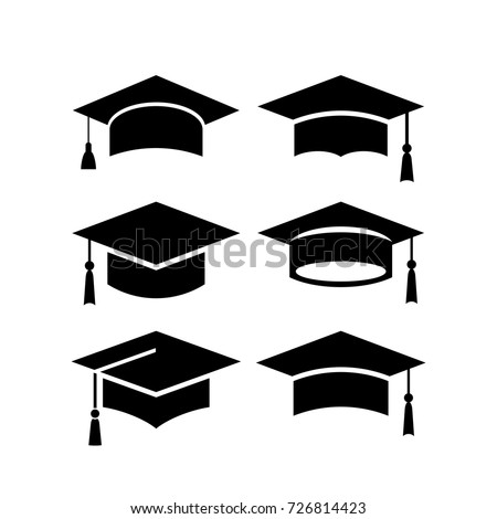 Set of academical hat vector icons isolated on white background Royalty-Free Stock Photo #726814423