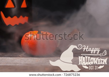 Happy Halloween. Spooky pumpkin with smoke in the dark night