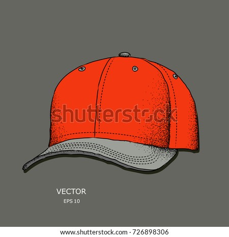 Hand drawn baseball cap. vector illustration