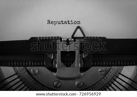 Text Reputation typed on retro typewriter,stock image