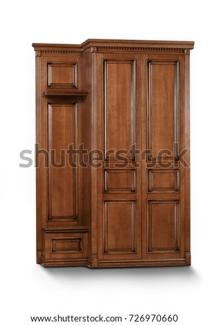 Brown wooden Cabinet on white background Royalty-Free Stock Photo #726970660