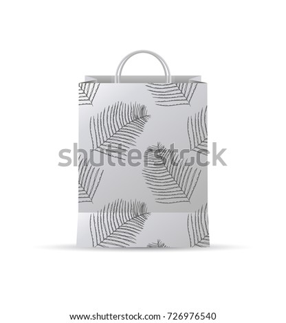 vector design of gift bag with leaf draw pattern 