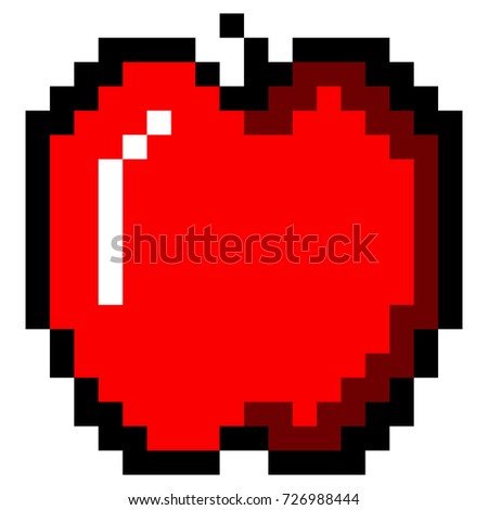Isolated pixeled apple on a white background, Vector illustration