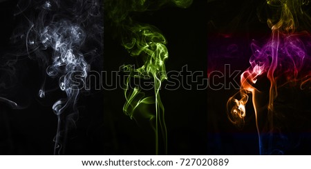 Set of Colored smoke on black background. abstract art