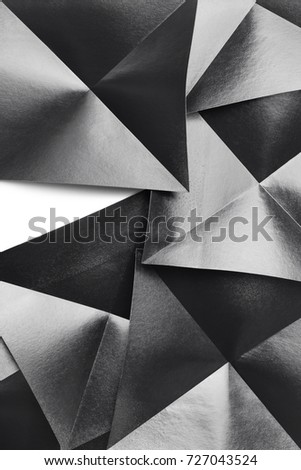 Group of black and white geometric shapes, abstract background