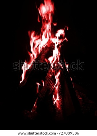 Red flaming bonfire