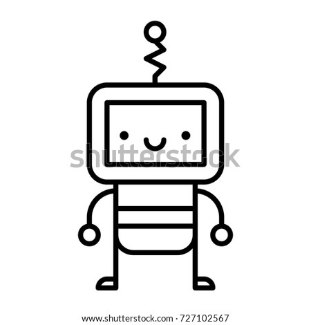 Vector Cartoon Robot Isolated On White Background