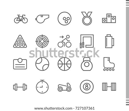 Flat vector icons with a thin line. Set for mobile applications. Sport and a healthy lifestyle
