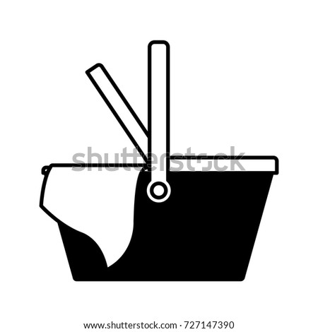 picnic basket icon in black silhouette vector illustration