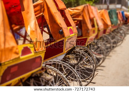 Rickshaws in Toamasina, Madagascar