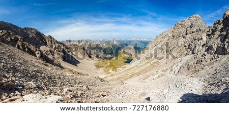 panorama from the highest point of the gramais to boden road in the lech velley mountains  in austria