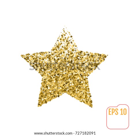 Golden star from stars. Shiny Golden star icon on white background. For banners, artwork, card, postcards, holiday. Vector illustration