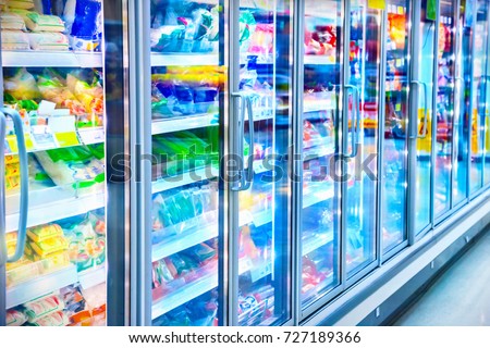 Refrigerator in the supermarket Royalty-Free Stock Photo #727189366