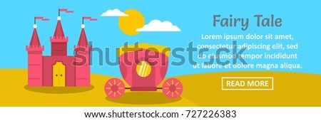 Fairy tale banner horizontal concept. Flat illustration of fairy tale banner horizontal vector concept for web design