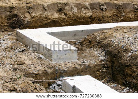 Formed and Poured Concrete Step Down Footer Royalty-Free Stock Photo #727230388
