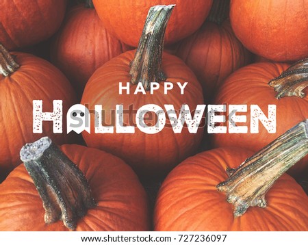Happy Halloween Typography With Pumpkins Background Royalty-Free Stock Photo #727236097
