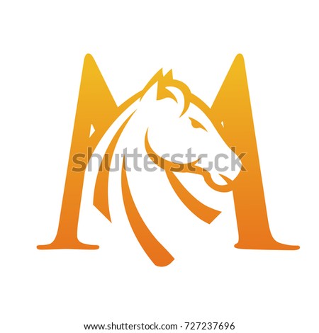 Orange Horse Initial M Vector Logo Designs