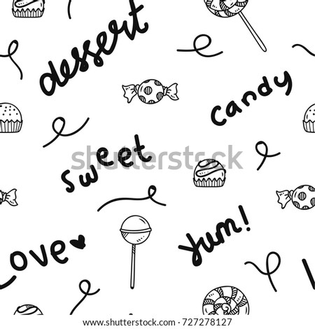 sweets doodle seamless background