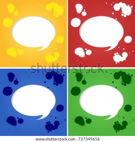 Speech bubble on four different color background illustration