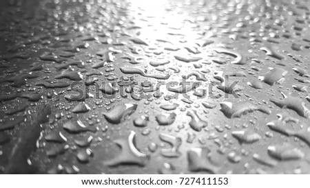 Rain drop on laminate sheet.