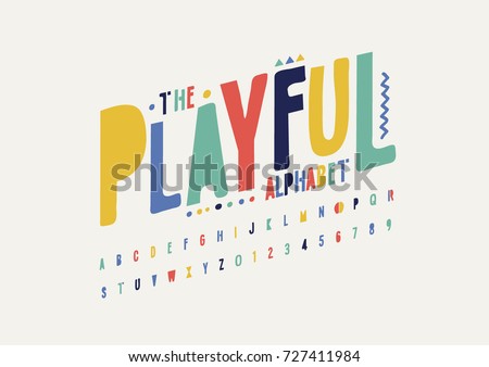 Vector of modern playful font and alphabet Royalty-Free Stock Photo #727411984