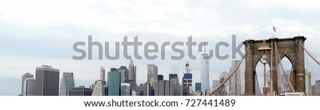 Manhattan downtown with Brooklyn Bridge - panorama photo