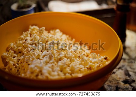 bowl of popcorn close up