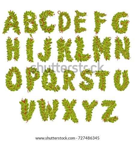 Vector leaves alphabet letters