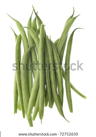 French Cut Green String Beans Isolated on White with a Clipping Path. Royalty-Free Stock Photo #72752650
