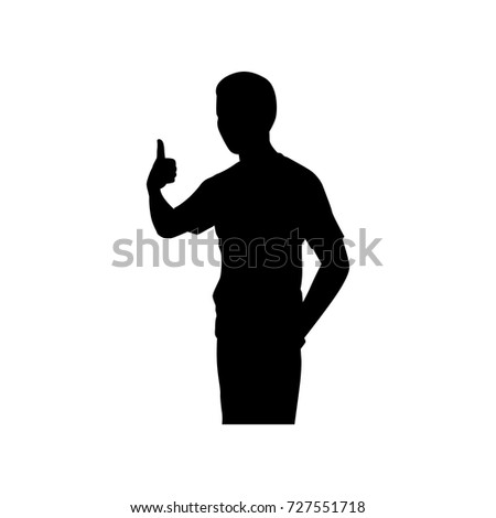 Full length of silhouette happy young man against white background. Vector image