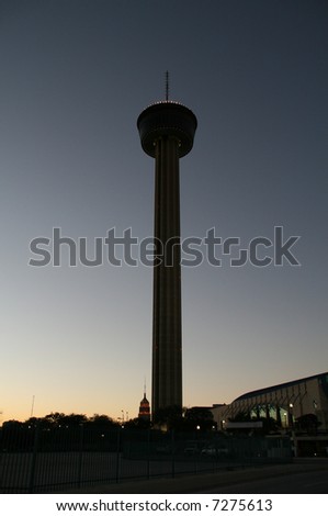 A tower in the San Antonio, Texas downtown skyline.